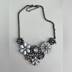 Floral Statement Necklace in Black and White